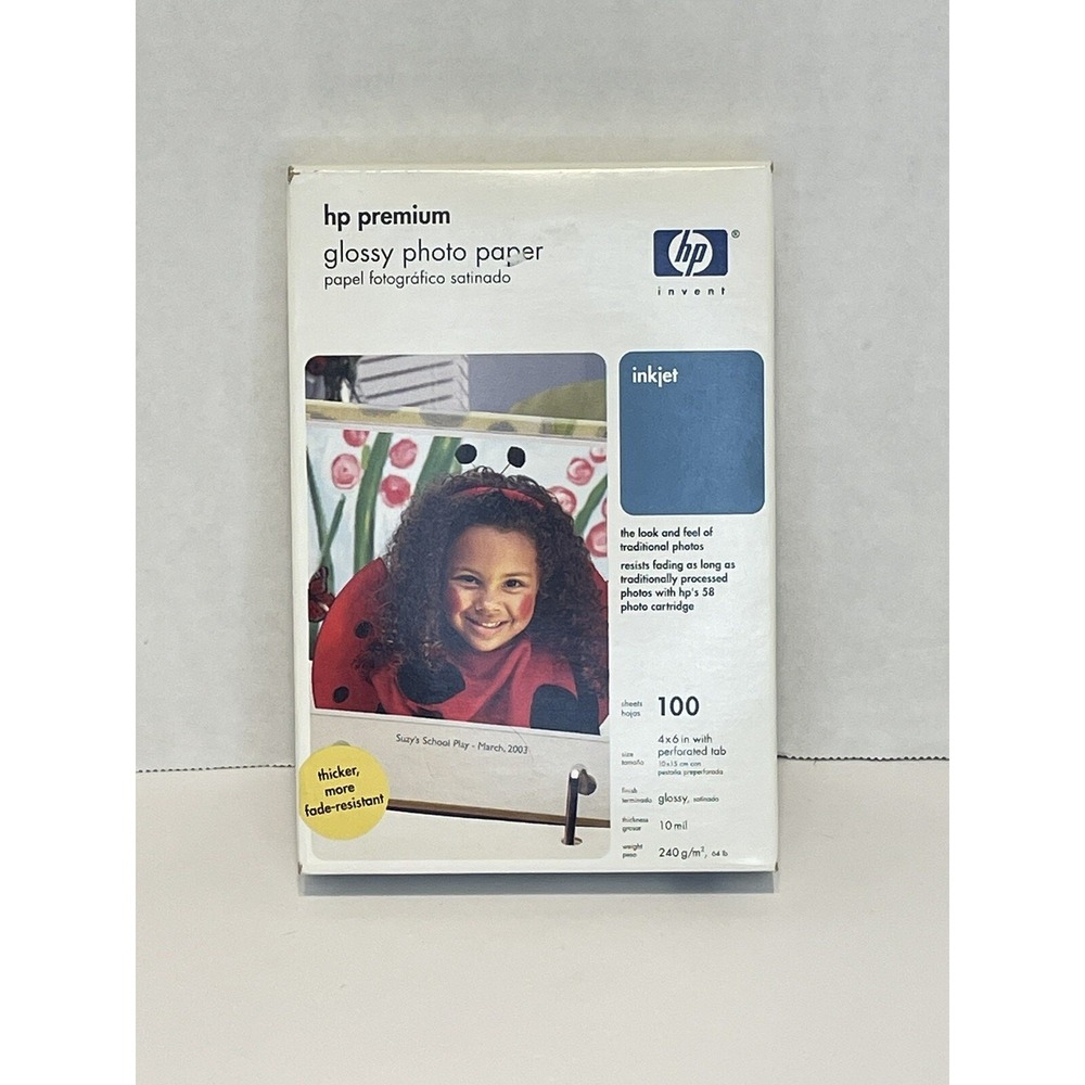 HP Premium Glossy Photo Paper‎ 4x6 100 Sheets Inkjet Q1990A 10mil 240g/m2 New